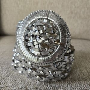 Wide Silver Braided Belt SZ XS